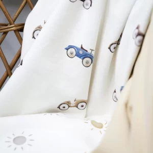 motif voitures vintage sur tissu de coton bio