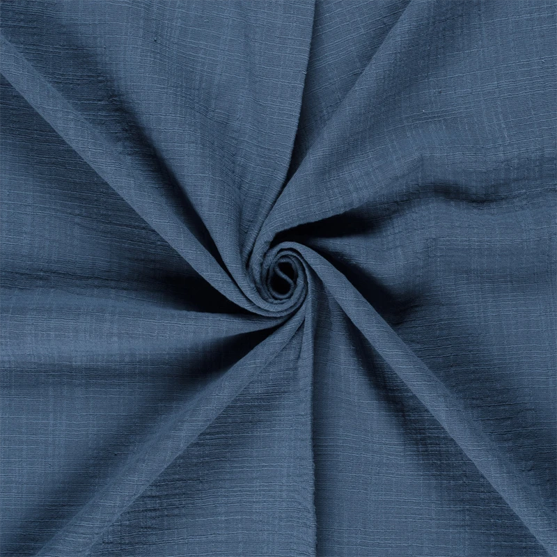 Double gaze indigo slub - tissu inspirant 2 Double gaze bleu indigo