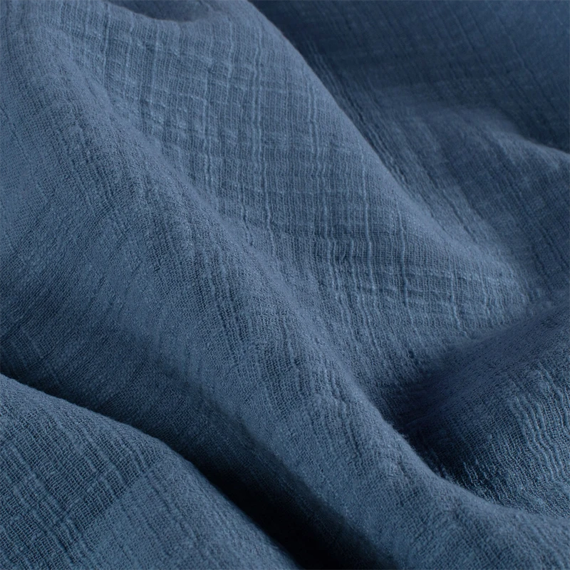 Double gaze indigo slub - tissu inspirant 1 Double gaze bleu indigo