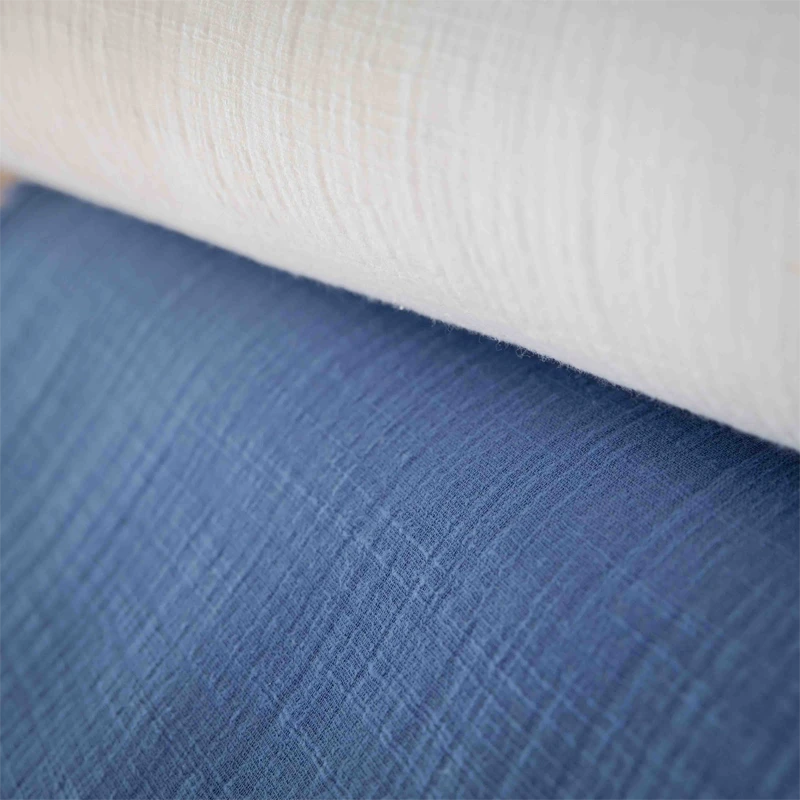 Double gaze indigo slub - tissu inspirant 4 double gaze bleu indigo