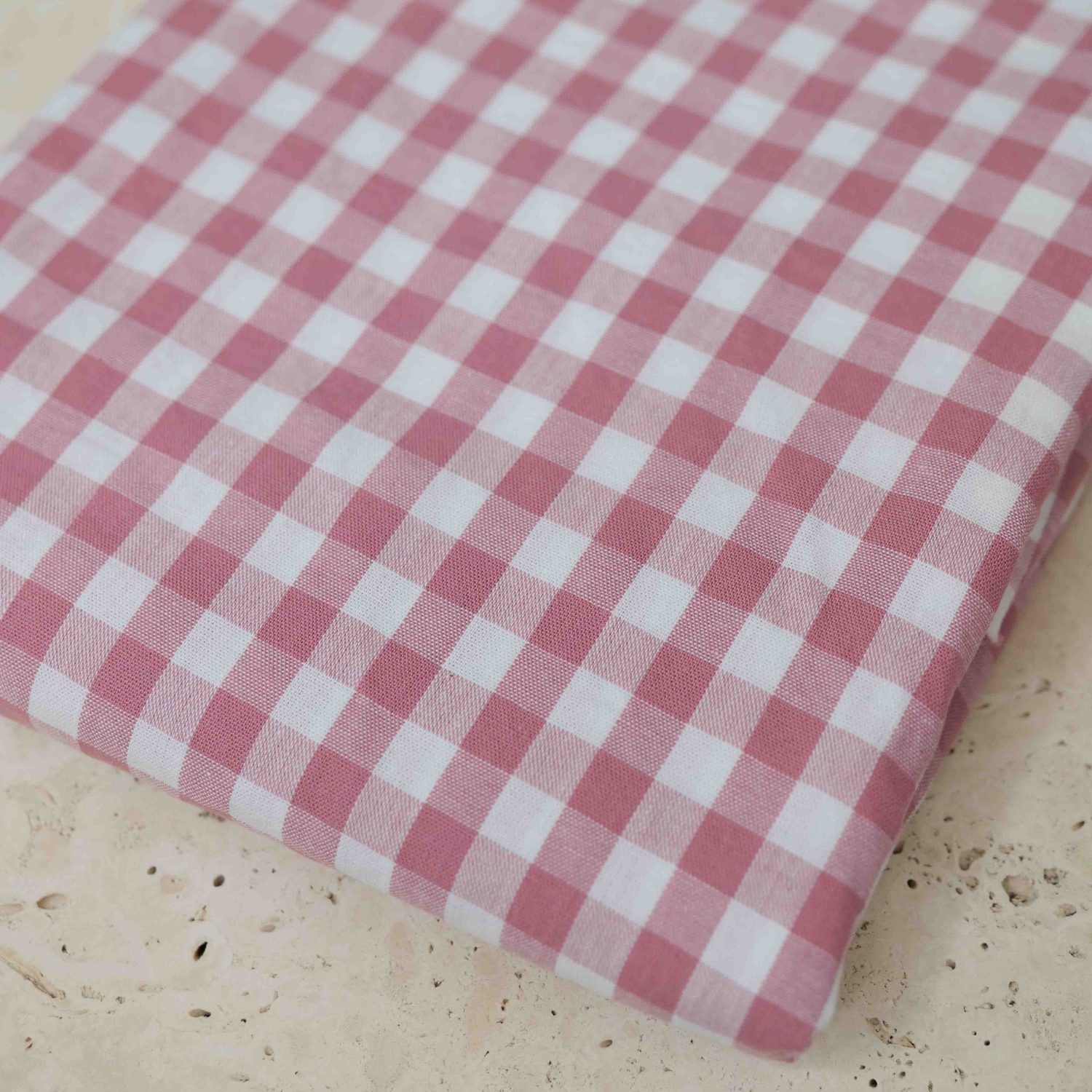 Lot De 5 Coupons De Tissu Vichy - Carreaux Rose, Jaune, Bleu - Coton - Neuf - France