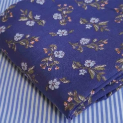 velours milleraies fleuri bleu