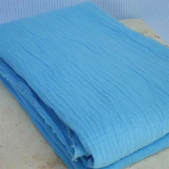 tissu double gaze bleue