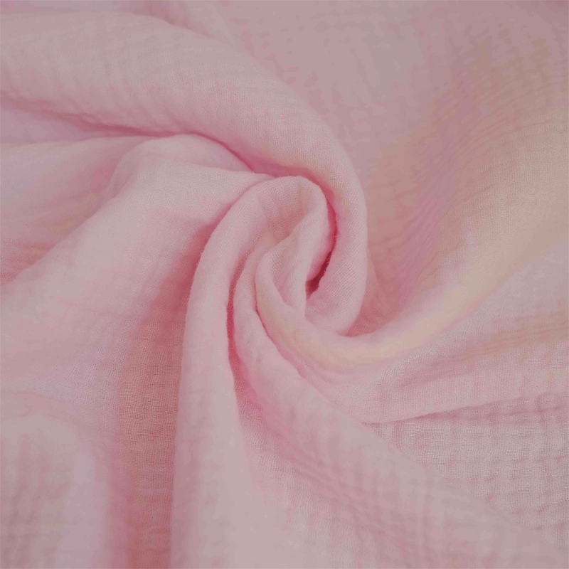 Double gaze rose poudré 5 tissu double gaze coton rose poudré