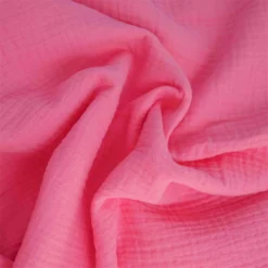 tissu double gaze de coton rose bonbon